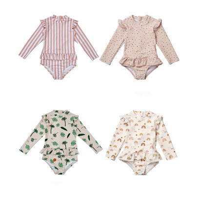 -キッズ ガールズ 女の子 ワンピース 水着 スイムウェア ラッシュガード 帽子 セット【mh0001414】 - mamahalo shop - ベビー用水着 -  べビー服 - 子供服 - 男の子 - 女の子