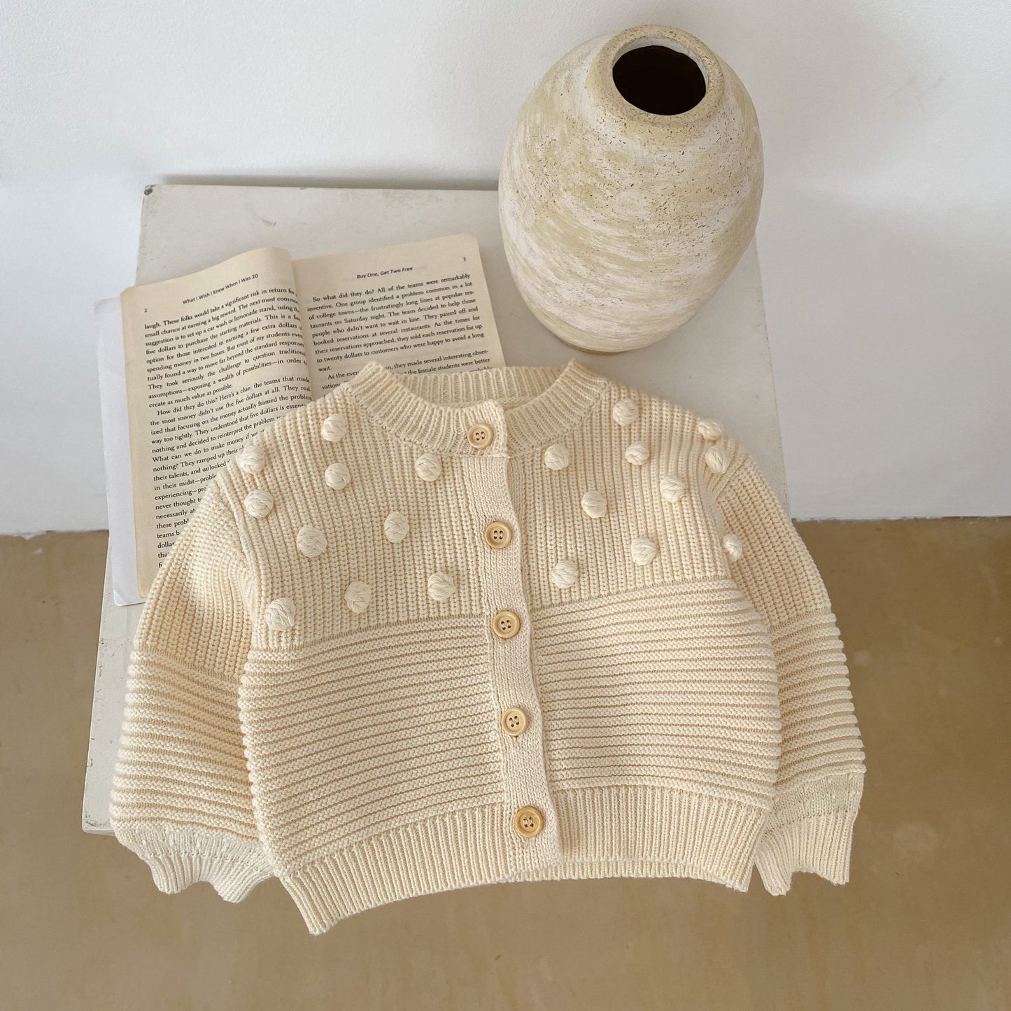 -ベビー ニット みずたま カーディガン - mamahalo shop - カーディガン・パーカー -  べビー服 - 子供服 - 男の子 - 女の子