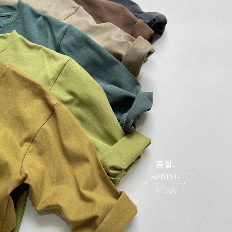 -キッズ シンプル ベーシック 長袖 Tシャツ トップス【mh0001232】 - mamahalo shop - 長袖Tシャツ -  べビー服 - 子供服 - 男の子 - 女の子