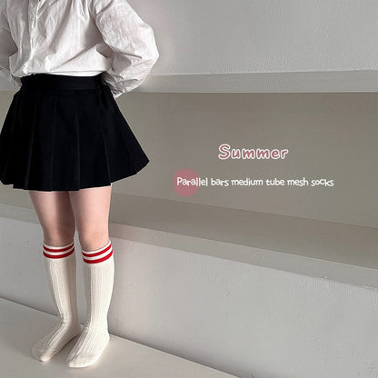 -#ベビー キッズ ライン メッシュ スクール ハイソックス 靴下 3足セット - mamahalo shop - ベビー用靴下・タイツ -  べビー服 - 子供服 - 男の子 - 女の子