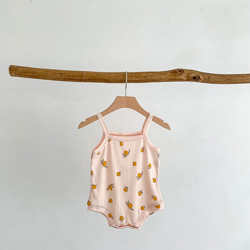 ベビー メッシュ キャミソール ロンパース レモン フラワー 洋梨 - mamahalo shop - ノースリーブロンパース - ベビー服 - 子供服 - 男の子 - 女の子