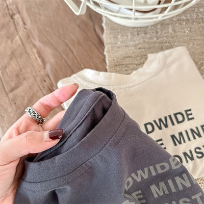 -キッズ レターロゴ 長袖 ルーズ Tシャツ トップス【mh0001288】 - mamahalo shop - 長袖Tシャツ -  べビー服 - 子供服 - 男の子 - 女の子