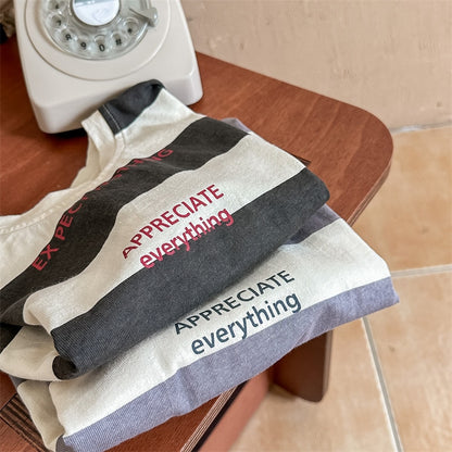 -キッズ 太ボーダー レターロゴ 長袖 Tシャツ トップス - mamahalo shop - 長袖Tシャツ -  べビー服 - 子供服 - 男の子 - 女の子