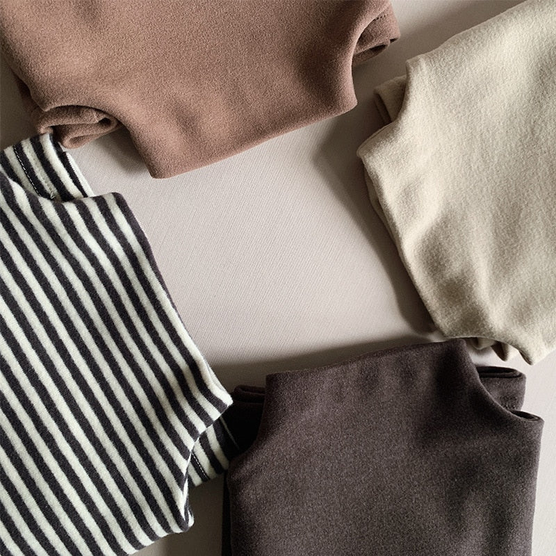 -キッズ ボトルネック ハイネック カットソー 長袖 Tシャツ - mamahalo shop - 長袖Tシャツ -  べビー服 - 子供服 - 男の子 - 女の子