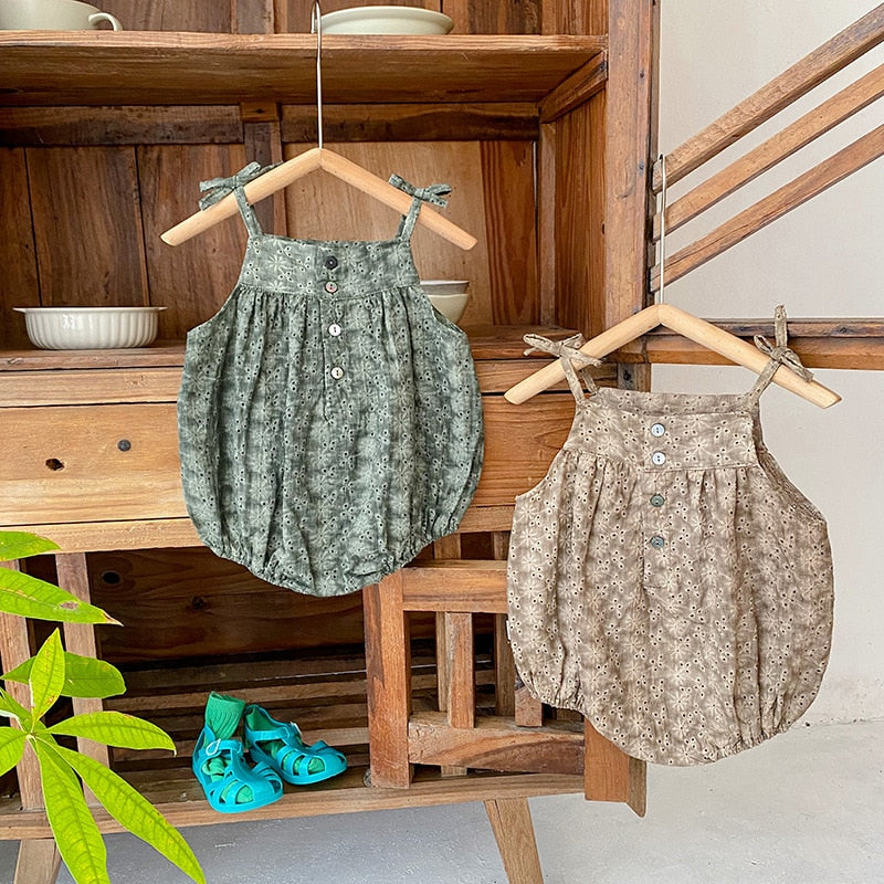 -☺︎ ベビー ボタニカル キャミソール ロンパース - mamahalo shop - ノースリーブロンパース -  べビー服 - 子供服 - 男の子 - 女の子
