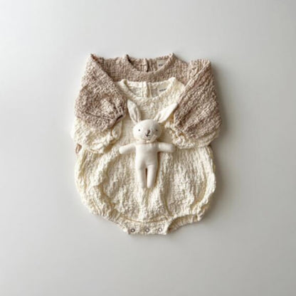 -ベビー エンボス 長袖 ロンパース【mh0001360】 - mamahalo shop - 長袖ロンパース -  べビー服 - 子供服 - 男の子 - 女の子