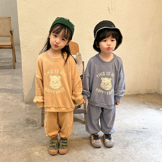 -キッズ くま ベア セットアップ スウェット トレーナー トップス パンツ - mamahalo shop - 長袖セットアップ -  べビー服 - 子供服 - 男の子 - 女の子