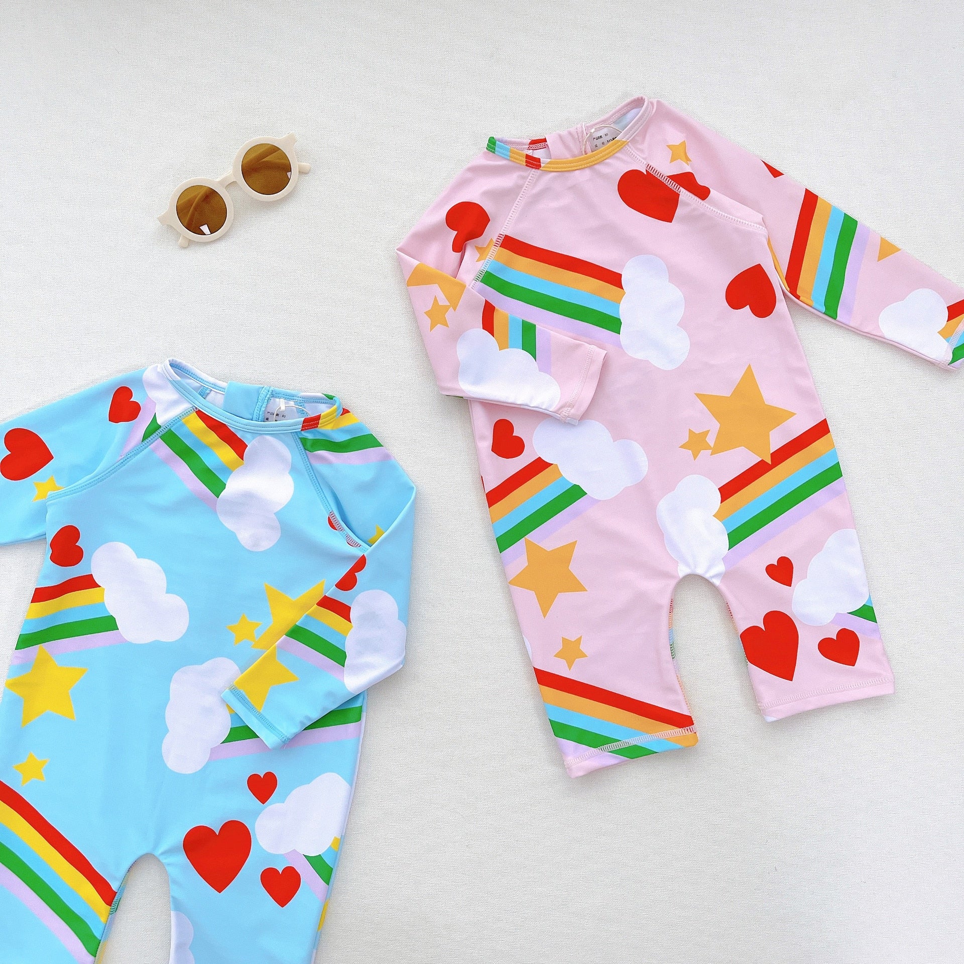 -キッズ 水着 長袖 ラッシュガード 帽子 セット スイムウェア【mh0001893】 - mamahalo shop - ベビー用水着 -  べビー服 - 子供服 - 男の子 - 女の子