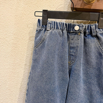 -キッズ デニム ルーズ ワイド ストレート パンツ ジーンズ - mamahalo shop - デニムパンツ -  べビー服 - 子供服 - 男の子 - 女の子