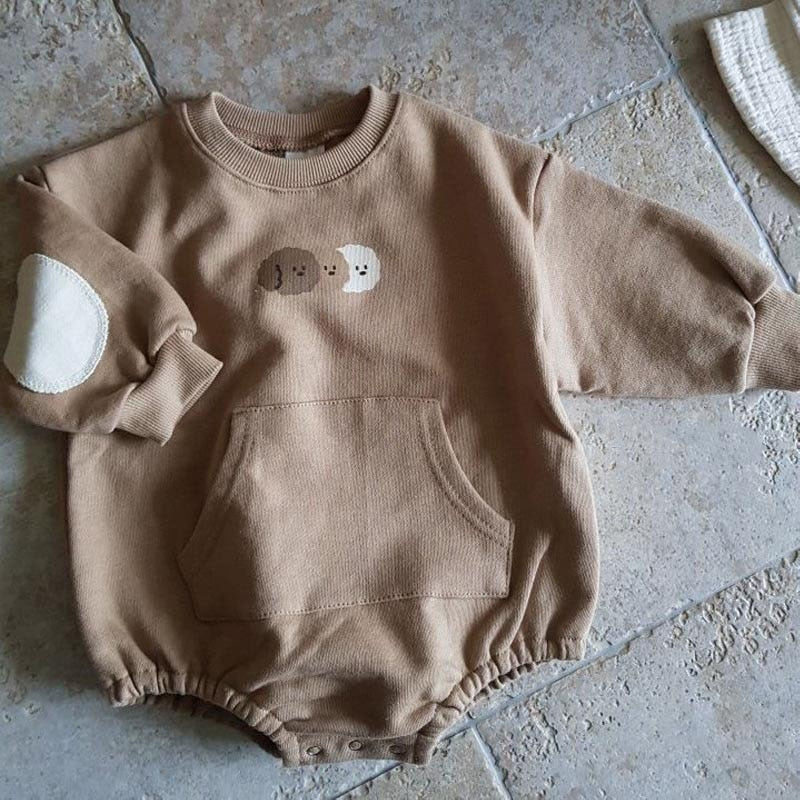 -ベビー 犬 いぬ ポケット 長袖 ロンパース - mamahalo shop - 長袖ロンパース -  べビー服 - 子供服 - 男の子 - 女の子