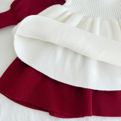 -ベビー キッズ ニット パフスリーブ ドレス ワンピース - mamahalo shop - 長袖ワンピース -  べビー服 - 子供服 - 男の子 - 女の子