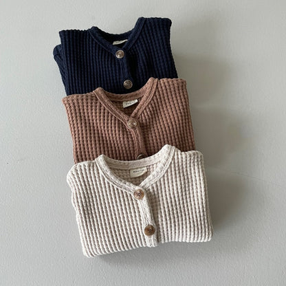 ベビー ワッフル ニット カーディガン 4284B - mamahalo shop - カーディガン・パーカー - ベビー服 - 子供服 - 男の子 - 女の子