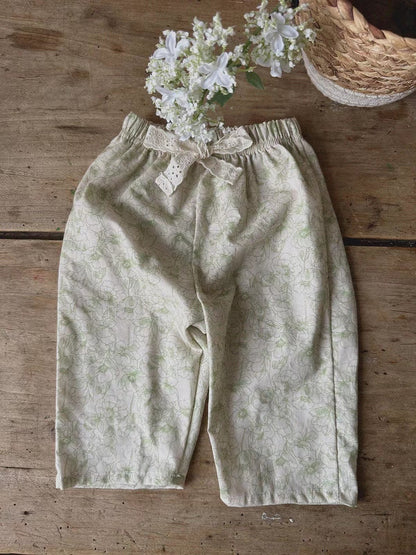-キッズ フラワー レース 花柄 ルーズ ロングパンツ - mamahalo shop - ロングパンツ・スウェットパンツ -  べビー服 - 子供服 - 男の子 - 女の子