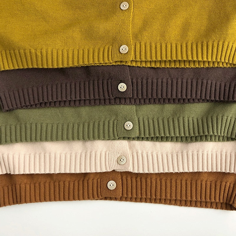 -キッズ ニット シンプル ベーシック カーディガン - mamahalo shop - カーディガン・パーカー -  べビー服 - 子供服 - 男の子 - 女の子