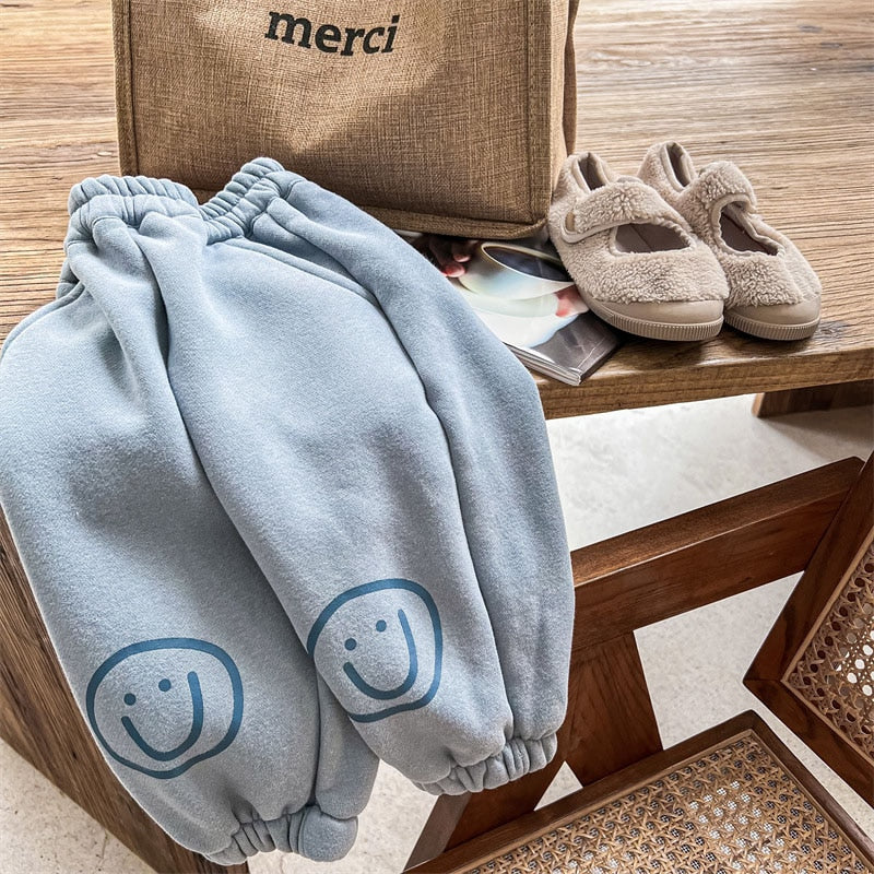-キッズ フリース スマイル スウェット パンツ - mamahalo shop - ロングパンツ・スウェットパンツ -  べビー服 - 子供服 - 男の子 - 女の子