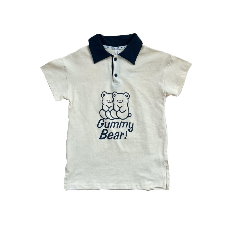 -キッズ くま ベア ボーイズ セットアップ ポロシャツ トップス ショートパンツ ガールズ ワンピース リンク 姉妹 兄弟 お揃い コーデ - mamahalo shop - 半袖ワンピース -  べビー服 - 子供服 - 男の子 - 女の子