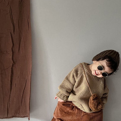 -キッズ ニット シンプル ルーズ セーター トップス - mamahalo shop - ニット・セーター -  べビー服 - 子供服 - 男の子 - 女の子