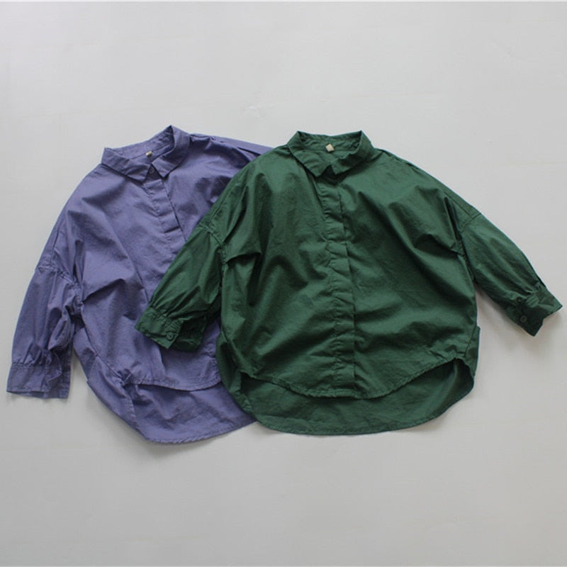 -キッズ オーバーサイズ ルーズ 長袖 シャツ ブラウス オーバーシャツ - mamahalo shop - 長袖シャツ・ブラウス -  べビー服 - 子供服 - 男の子 - 女の子