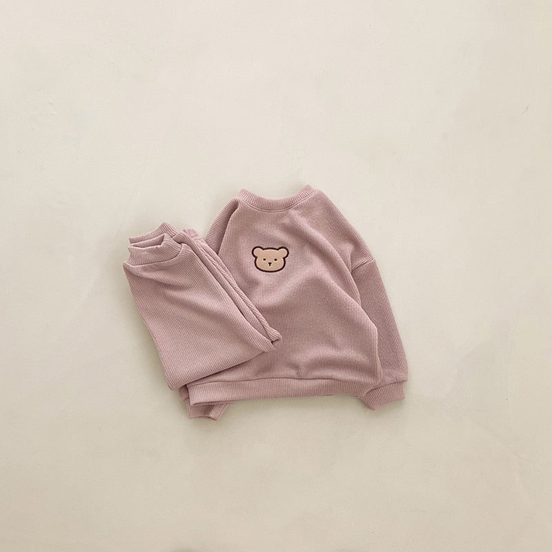 -ベビー セットアップ くま ベア スウェット トレーナー パンツ - mamahalo shop - 長袖セットアップ -  べビー服 - 子供服 - 男の子 - 女の子