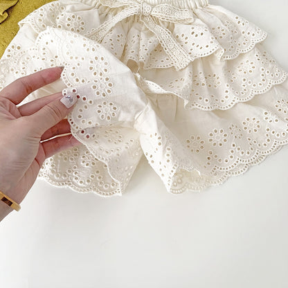 -キッズ レース ティアード フリル ショートパンツ - mamahalo shop - ハーフパンツ・ショートパンツ -  べビー服 - 子供服 - 男の子 - 女の子