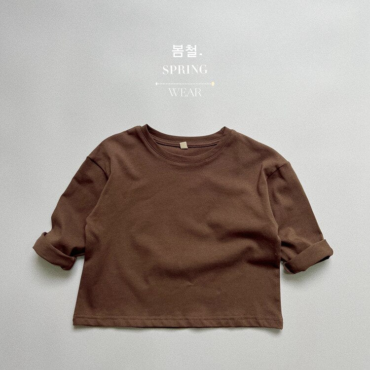 -キッズ シンプル ベーシック 長袖 Tシャツ トップス【mh0001232】 - mamahalo shop - 長袖Tシャツ -  べビー服 - 子供服 - 男の子 - 女の子