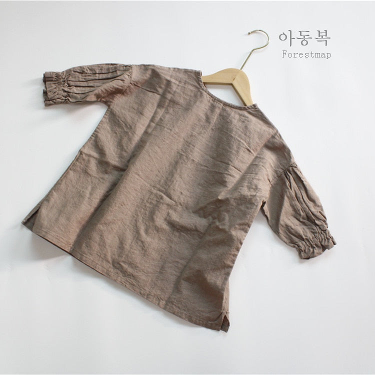 -キッズ 無地 ルーズ ロング 長袖 シャツ ワンピース - mamahalo shop - 長袖ワンピース -  べビー服 - 子供服 - 男の子 - 女の子