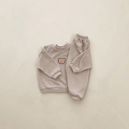 -ベビー セットアップ くま ベア スウェット トレーナー パンツ - mamahalo shop - 長袖セットアップ -  べビー服 - 子供服 - 男の子 - 女の子