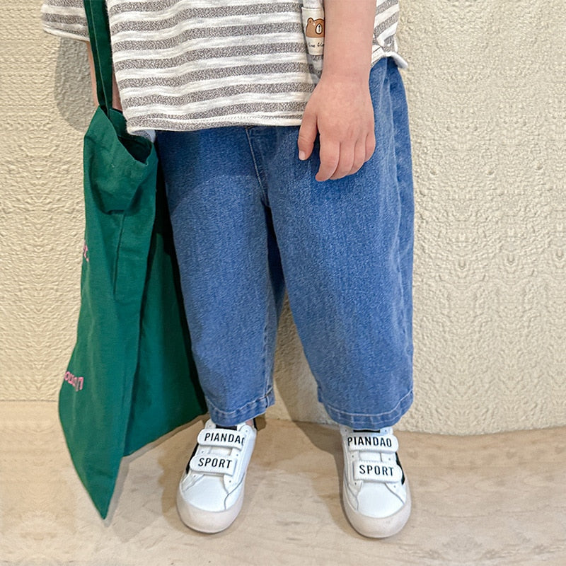 -キッズ デニム ルーズ パンツ ズボン ジーンズ - mamahalo shop - ロングパンツ・スウェットパンツ -  べビー服 - 子供服 - 男の子 - 女の子