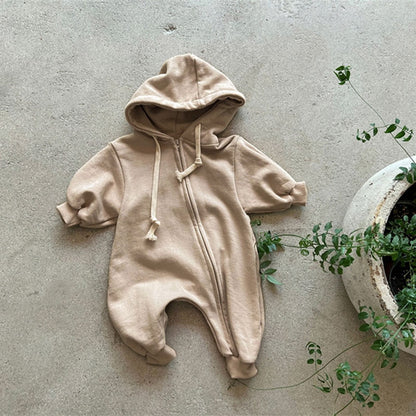 -ベビー フーディ ジッパー 長袖 ジャンプスーツ - mamahalo shop - 長袖ロンパース -  べビー服 - 子供服 - 男の子 - 女の子