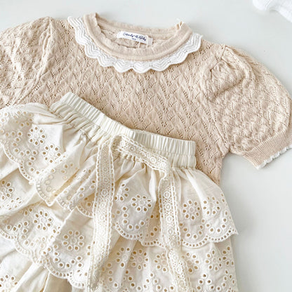 -キッズ レース ティアード フリル ショートパンツ - mamahalo shop - ハーフパンツ・ショートパンツ -  べビー服 - 子供服 - 男の子 - 女の子