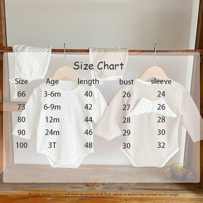 -ベビー みずたま 天使の羽 長袖 ロンパース 帽子 セット - mamahalo shop - 長袖ロンパース -  べビー服 - 子供服 - 男の子 - 女の子