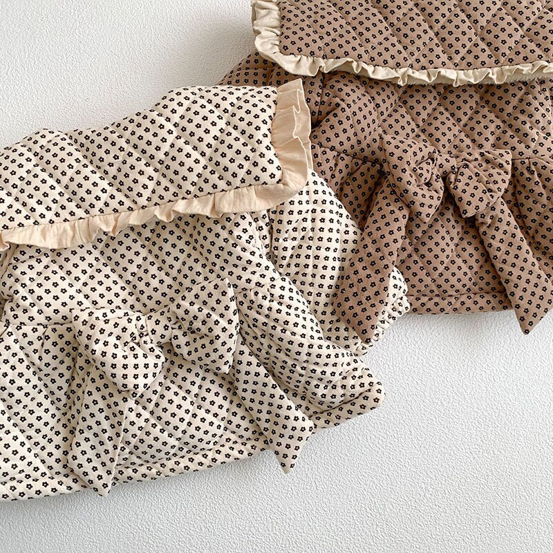 -ベビー キッズ フラワー キルティング フリル リボン ジャケット コート アウター【mh0001273】 - mamahalo shop - ショートコート・ジャケット・ジャンパー -  べビー服 - 子供服 - 男の子 - 女の子