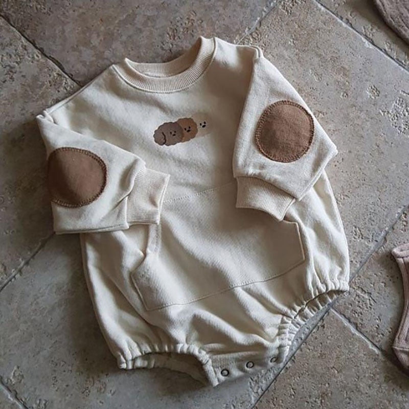 -ベビー 犬 いぬ ポケット 長袖 ロンパース - mamahalo shop - 長袖ロンパース -  べビー服 - 子供服 - 男の子 - 女の子
