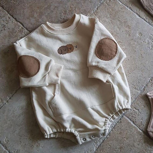 -ベビー 犬 いぬ ポケット 長袖 ロンパース - mamahalo shop - 長袖ロンパース -  べビー服 - 子供服 - 男の子 - 女の子