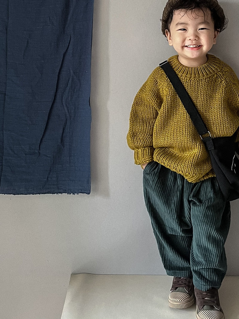 -キッズ ニット シンプル ルーズ セーター トップス - mamahalo shop - ニット・セーター -  べビー服 - 子供服 - 男の子 - 女の子