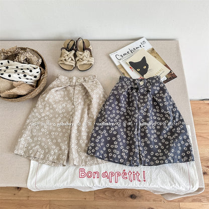 -キッズ フラワー 小花柄 ワイドレッグパンツ ガウチョパンツ【mh0001818】 - mamahalo shop - ロングパンツ・スウェットパンツ -  べビー服 - 子供服 - 男の子 - 女の子