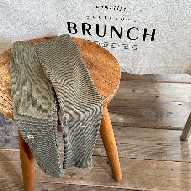 -キッズ RL ロゴ リブ レギンス パンツ 4687B - mamahalo shop - レギンスパンツ -  べビー服 - 子供服 - 男の子 - 女の子