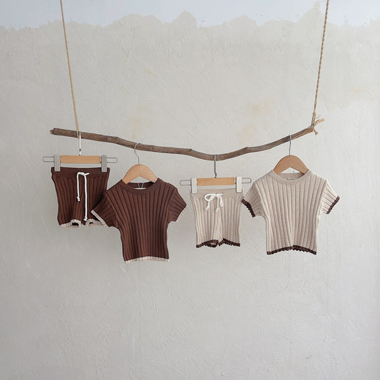-ベビー サマーニット セットアップ 半袖 Tシャツ ショートパンツ ボーイズ - mamahalo shop - 半袖セットアップ -  べビー服 - 子供服 - 男の子 - 女の子