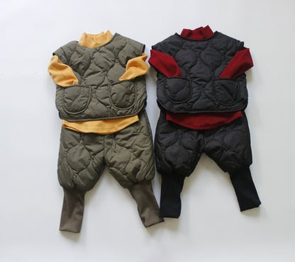 -キッズ キルティング 裏フリース スウェット ベスト パンツ - mamahalo shop - ベスト -  べビー服 - 子供服 - 男の子 - 女の子