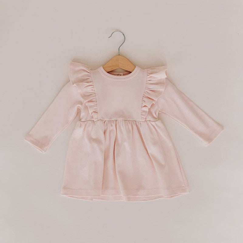 -キッズ ショルダー ラッフル フリル 長袖 ワンピース - mamahalo shop - 長袖ワンピース -  べビー服 - 子供服 - 男の子 - 女の子