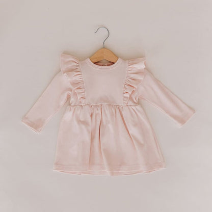 -キッズ ショルダー ラッフル フリル 長袖 ワンピース - mamahalo shop - 長袖ワンピース -  べビー服 - 子供服 - 男の子 - 女の子