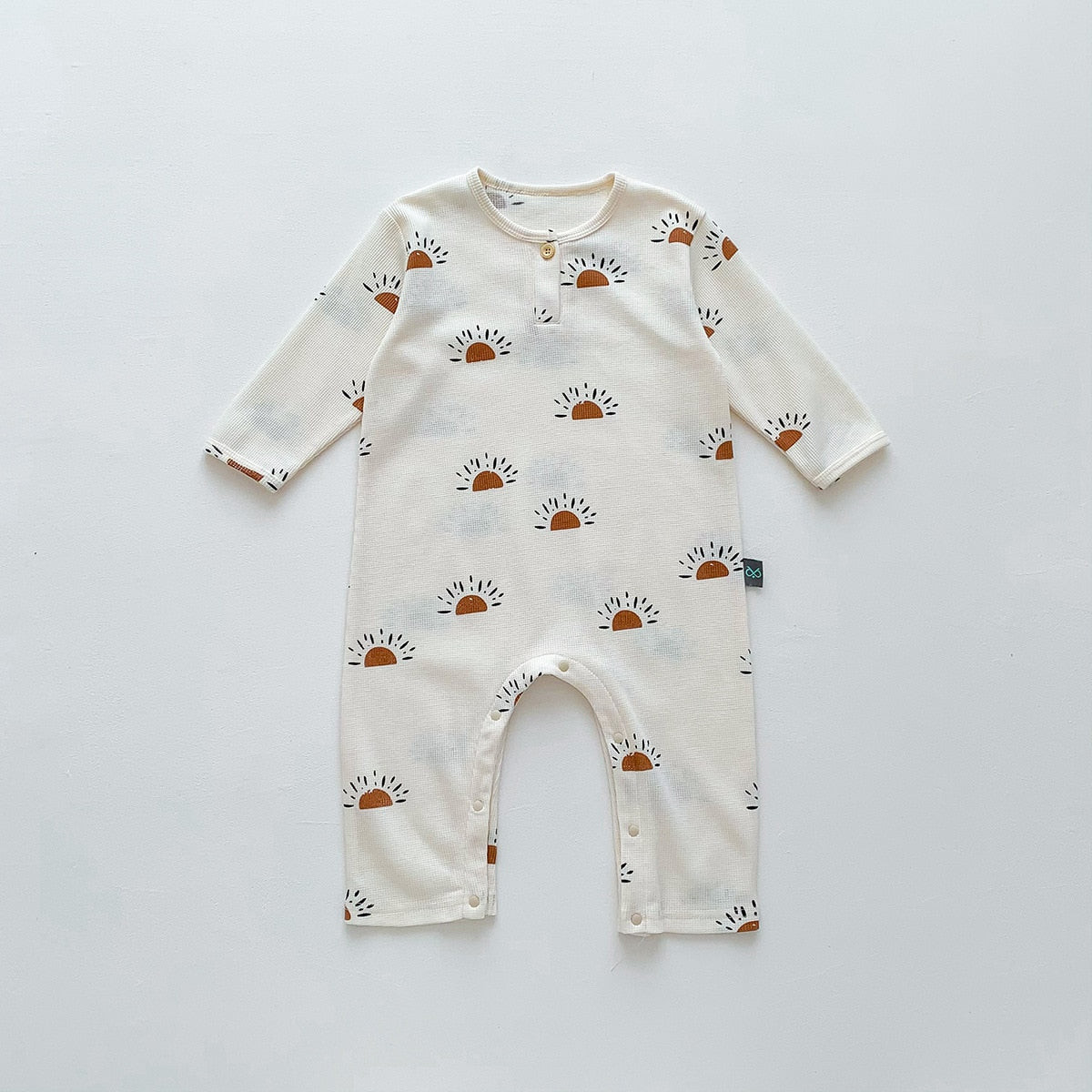 -ベビー 長袖 プリント ロンパース ジャンプスーツ 車 くるま フラワー - mamahalo shop - 長袖ロンパース -  べビー服 - 子供服 - 男の子 - 女の子