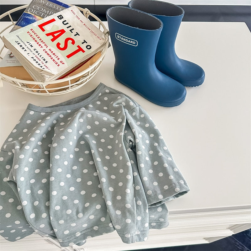 -キッズ みずたま ルーズ 長袖 Tシャツ トップス - mamahalo shop - 長袖Tシャツ -  べビー服 - 子供服 - 男の子 - 女の子