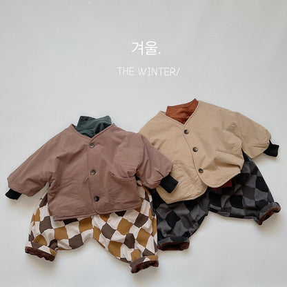 -キッズ チェックコーデュロイ 裏フリース パンツ 暖パン - mamahalo shop - ロングパンツ・スウェットパンツ -  べビー服 - 子供服 - 男の子 - 女の子