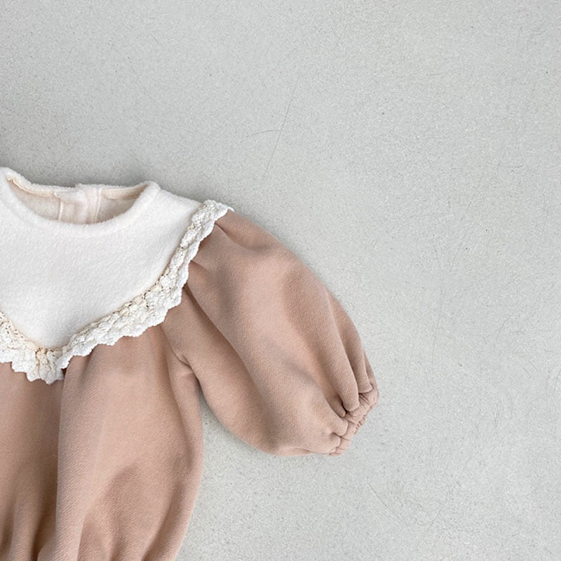 -ベビー フリース レース 長袖 ロンパース - mamahalo shop - 長袖ロンパース -  べビー服 - 子供服 - 男の子 - 女の子