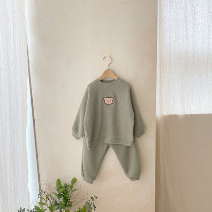 -ベビー セットアップ くま ベア スウェット トレーナー パンツ - mamahalo shop - 長袖セットアップ -  べビー服 - 子供服 - 男の子 - 女の子