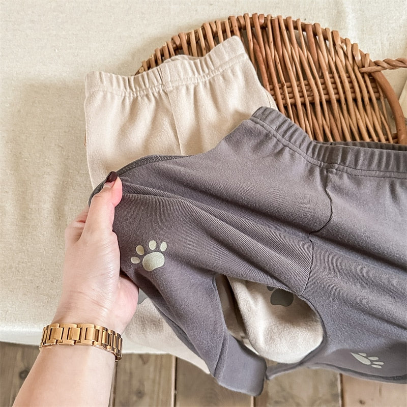 -キッズ 犬 いぬ 足跡 プリント レギンス パンツ - mamahalo shop - レギンスパンツ -  べビー服 - 子供服 - 男の子 - 女の子