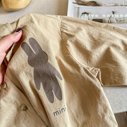 -キッズ うさぎ バニー ルーズ シャツ ジャケット - mamahalo shop - 長袖シャツ・ブラウス -  べビー服 - 子供服 - 男の子 - 女の子