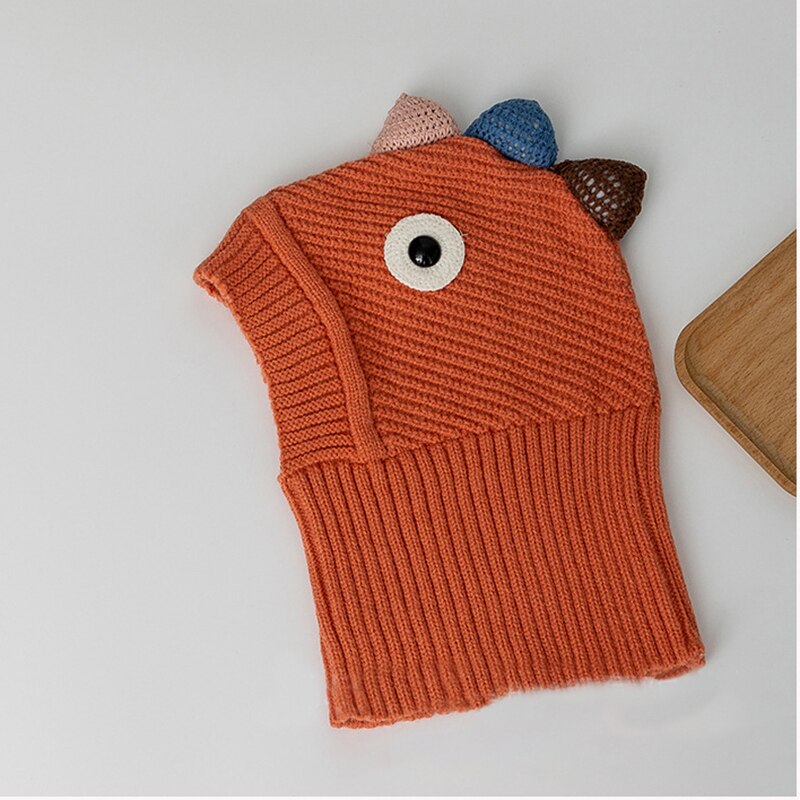 -キッズ ニット ダイナソー 恐竜 フーディ フード ケープ スカーフ キャップ 帽子 - mamahalo shop - ベビー用帽子 -  べビー服 - 子供服 - 男の子 - 女の子