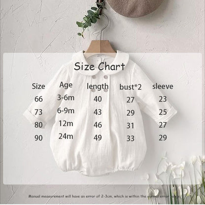 -☺︎ ベビー ボタン 丸襟 ふんわり 長袖 ロンパース - mamahalo shop - 長袖ロンパース -  べビー服 - 子供服 - 男の子 - 女の子